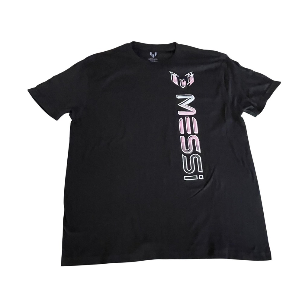 Messi Lionel Messi Graphic T-Shirt Black Pink Soccer Tee Large L‎ Cotton